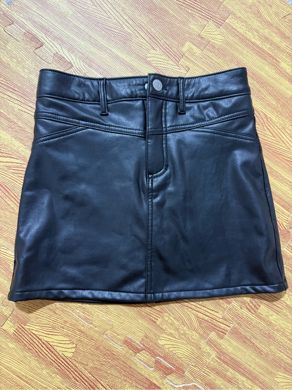 abercrombie kids Black Faux Leather Mini Skirt
